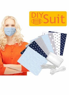 Y&D DIY Face Cover Kit Self-Made Material Set 7Pcs Square Towel Fabric 10Pcs Metal Wire Nose Bridge Strip 6M Elastic Band  - Image 2