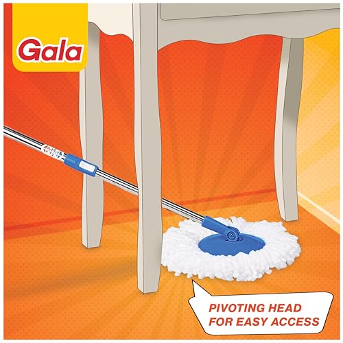 Gala Twin Bucket Spin Mop, 2 Microfiber Refills, Floor Cleaning Mop stick with Bucket, pocha for floor cleaning, Mopping Set with two buckets (white and blue) - Image 4
