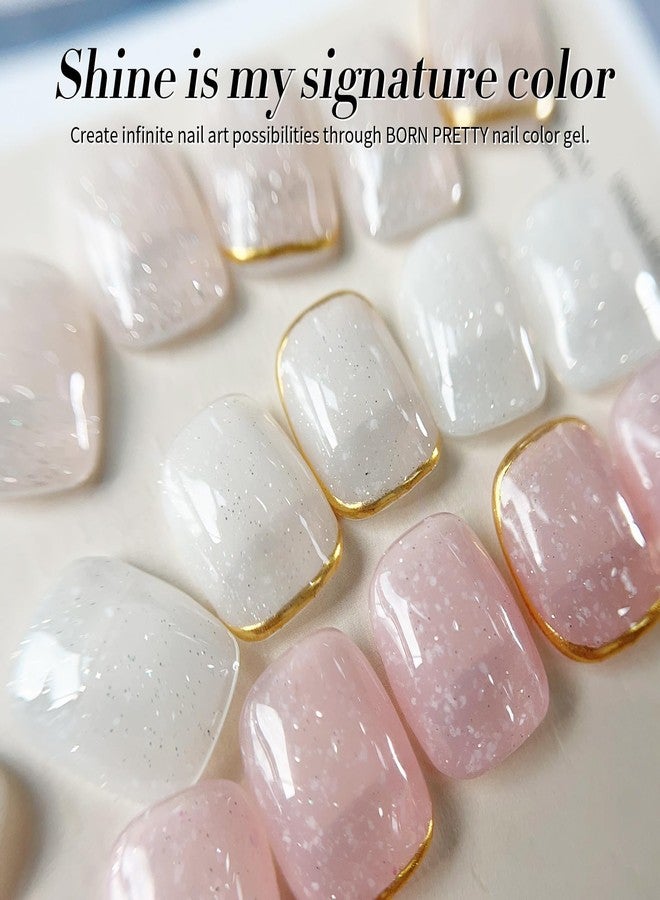 Born Pretty Jelly Gel Nail Polish, Shimmer Glitter Snow Jelly Gel, Milky White Translucent Natural Gel Nail Polish, Manicure Salon DIY for Women Girls 15ML - Image 2