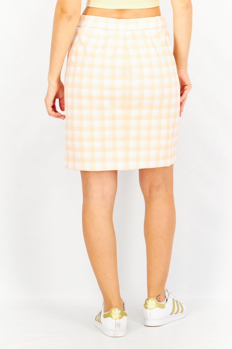 41 Hawthorn Women Amelia Plaid Pull-On Mini Skirt, Peach - Image 3