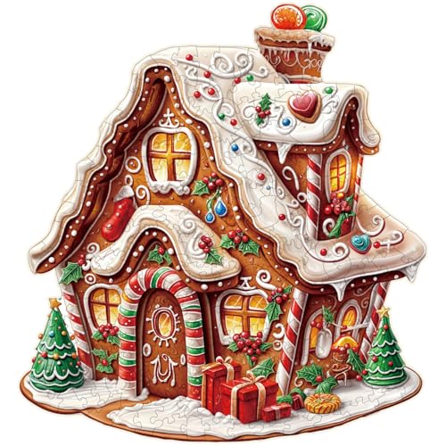 Artipuz Wooden Puzzles for Adults Christmas Gingerbread House Puzzle Unique Wood Jigsaw Puzzle for Adults Wood Puzzles Adult Gift for Family Wall Art Home Decor 270pcs 134 124in L - Image 1