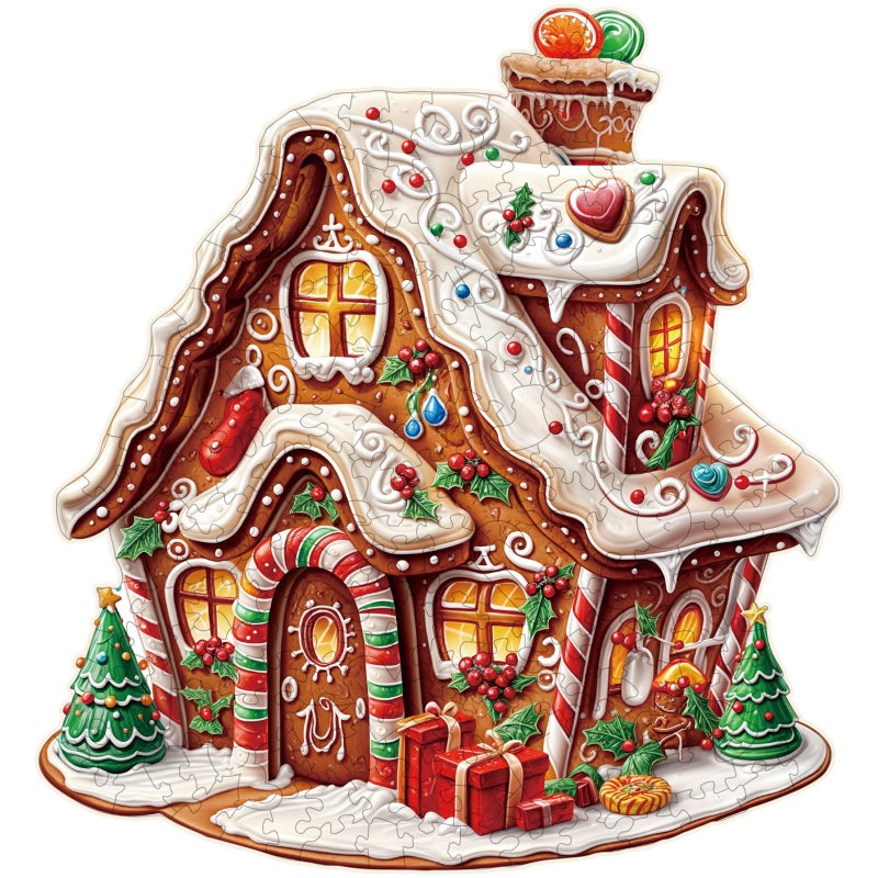 Artipuz Wooden Puzzles for Adults Christmas Gingerbread House Puzzle Unique Wood Jigsaw Puzzle for Adults Wood Puzzles Adult Gift for Family Wall Art Home Decor 270pcs 134 124in L - Image 3