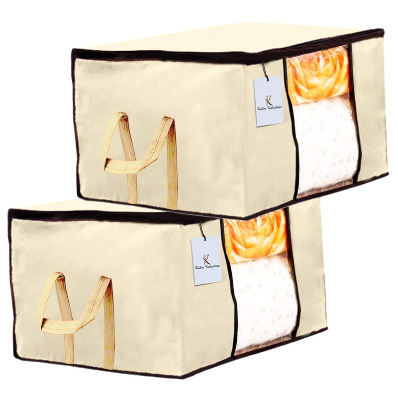 Kuber Industries Underbed Rectangular Storage Bag Cover Ivory Extra Large Set of 2 CTKTC23826 - Image 1