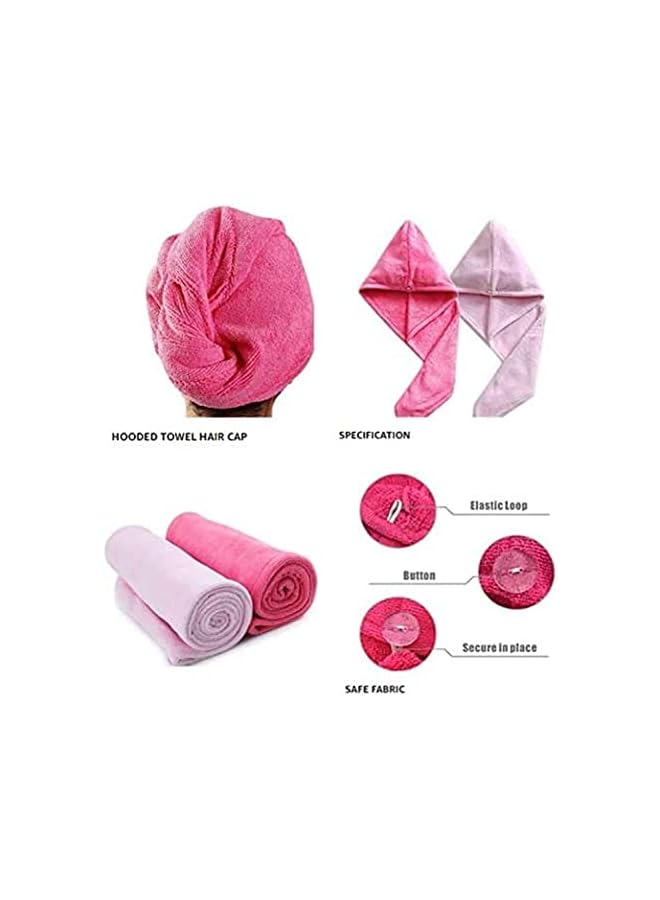 The Bros 2Pcs/Set Bathroom Super Absorbent Quick-Drying Microfiber Bath Towel Hair Dry Cap Salon Towel Absorbent Microfiber Hair Towel, Quick Dry Hair Turban Wraps Twist Hair Drying Towel With Elastic Loop - Image 2