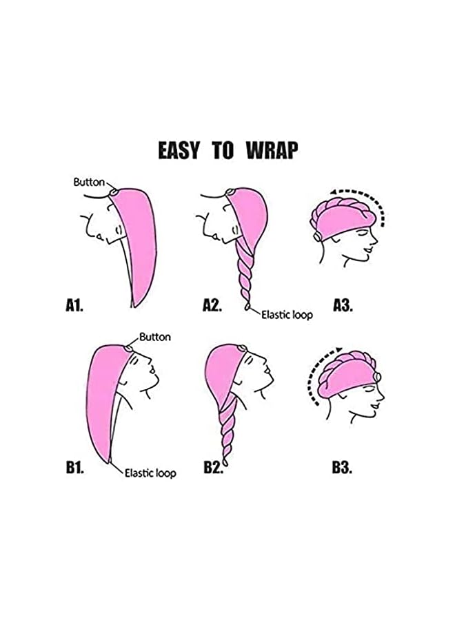 The Bros 2Pcs/Set Bathroom Super Absorbent Quick-Drying Microfiber Bath Towel Hair Dry Cap Salon Towel Absorbent Microfiber Hair Towel, Quick Dry Hair Turban Wraps Twist Hair Drying Towel With Elastic Loop - Image 4