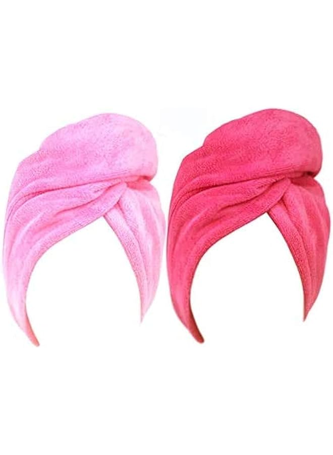 The Bros 2Pcs/Set Bathroom Super Absorbent Quick-Drying Microfiber Bath Towel Hair Dry Cap Salon Towel Absorbent Microfiber Hair Towel, Quick Dry Hair Turban Wraps Twist Hair Drying Towel With Elastic Loop - Image 1