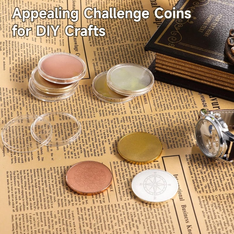 12 Blank 40Mm Challenge with Threaded Edges, Perfect for DIY Crafting, Engraving, and Custom Collections - Image 2