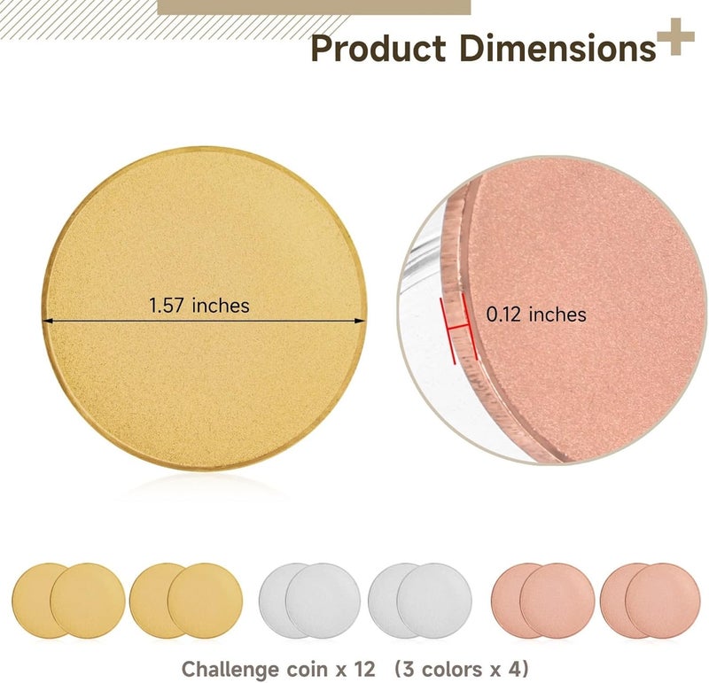 12 Blank 40Mm Challenge with Threaded Edges, Perfect for DIY Crafting, Engraving, and Custom Collections - Image 3