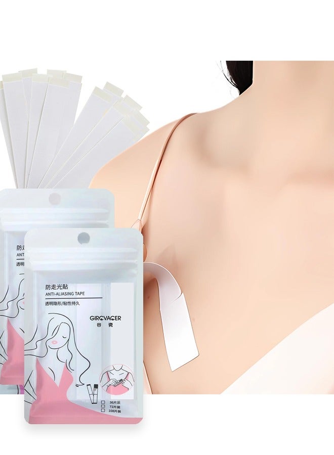 72 Strips Double Sided Tape for Fashion and Clothes, Waterproof Fashion Clothing Tape, Fabric Tape to Skin, Strong Adhesive Body Tape, Clear Transparent for All Skin Shades  - Image 1