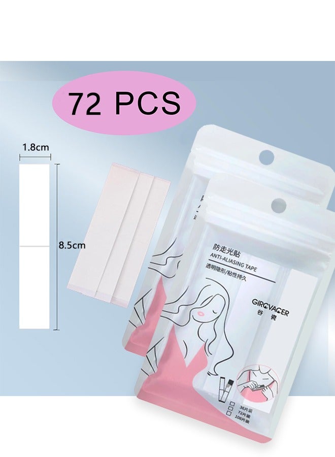 72 Strips Double Sided Tape for Fashion and Clothes, Waterproof Fashion Clothing Tape, Fabric Tape to Skin, Strong Adhesive Body Tape, Clear Transparent for All Skin Shades  - Image 2