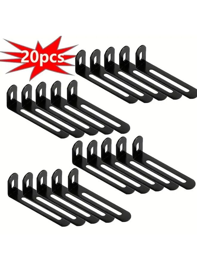 20Pcs Black L Shaped Shelf Brackets Heavy Duty Adjustable Angle Furniture Hardware - Image 1