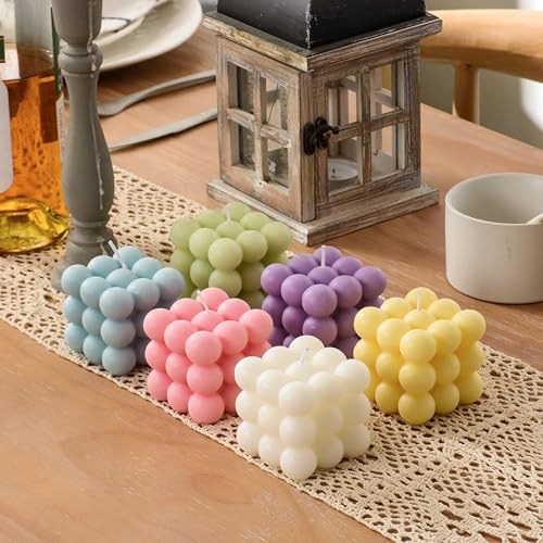 MoldBerry White Silicone 6 Slots Bubble Cube Entremet Candle Mould|Bubble Candle Mold for Making Candles, Wax Melts, Jelly, Chocolate Mousse - Pack of 1 - Image 2