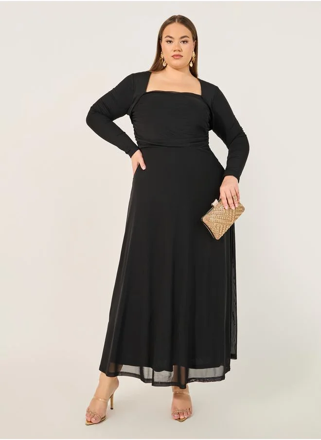 Styli Plus Size Square Neck A-Line Maxi Dress