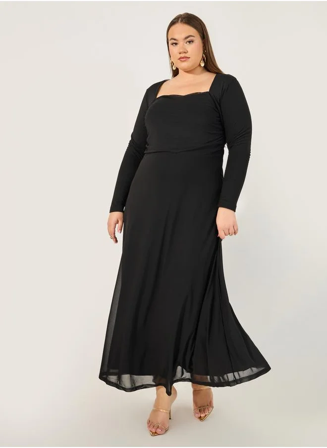 ستايلي Styli Plus Size Square Neck A-Line Maxi Dress
