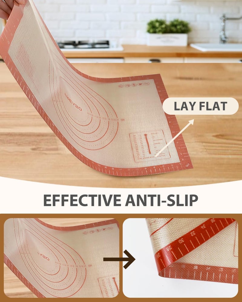 Dwavele Silicone Baking Mat, 24" x 16" Baking Mat, Pastry Rolling Sourdough Baking Mat Supplies for Making Pizza, Pie, Cookies, Bread - Image 3