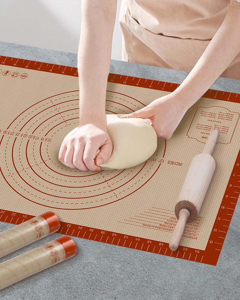 Dwavele Silicone Baking Mat, 24" x 16" Baking Mat, Pastry Rolling Sourdough Baking Mat Supplies for Making Pizza, Pie, Cookies, Bread - Image 1