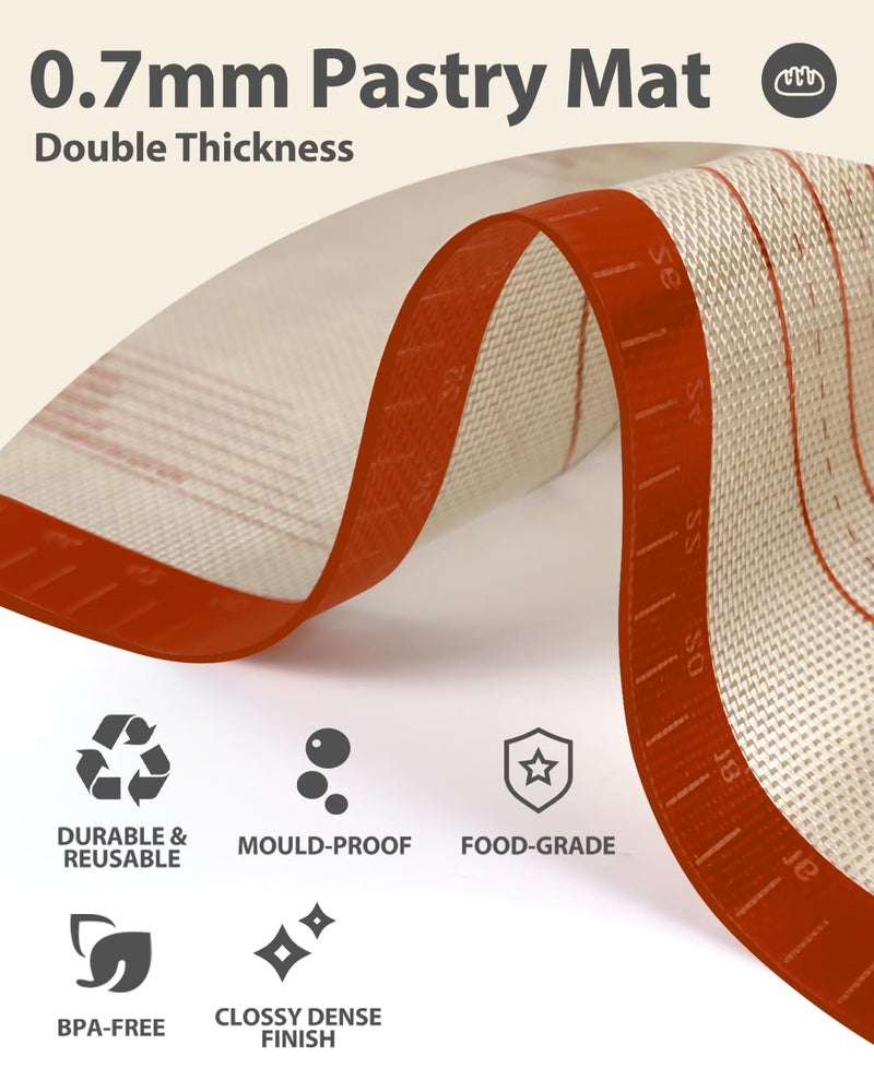 Dwavele Silicone Baking Mat, 24" x 16" Baking Mat, Pastry Rolling Sourdough Baking Mat Supplies for Making Pizza, Pie, Cookies, Bread - Image 2