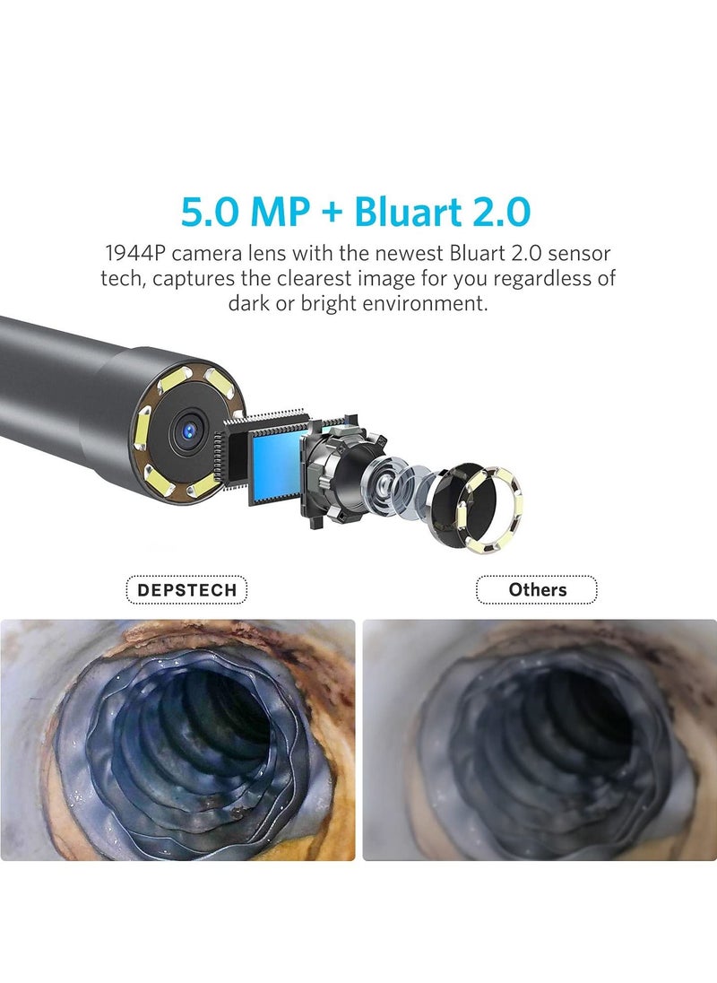 DEPSTECH - DEPSTECH Wi-Fi Endoscope 5.0MP HD Wireless Endoscope 5 Meters Snake Inspection Camera - Image 1
