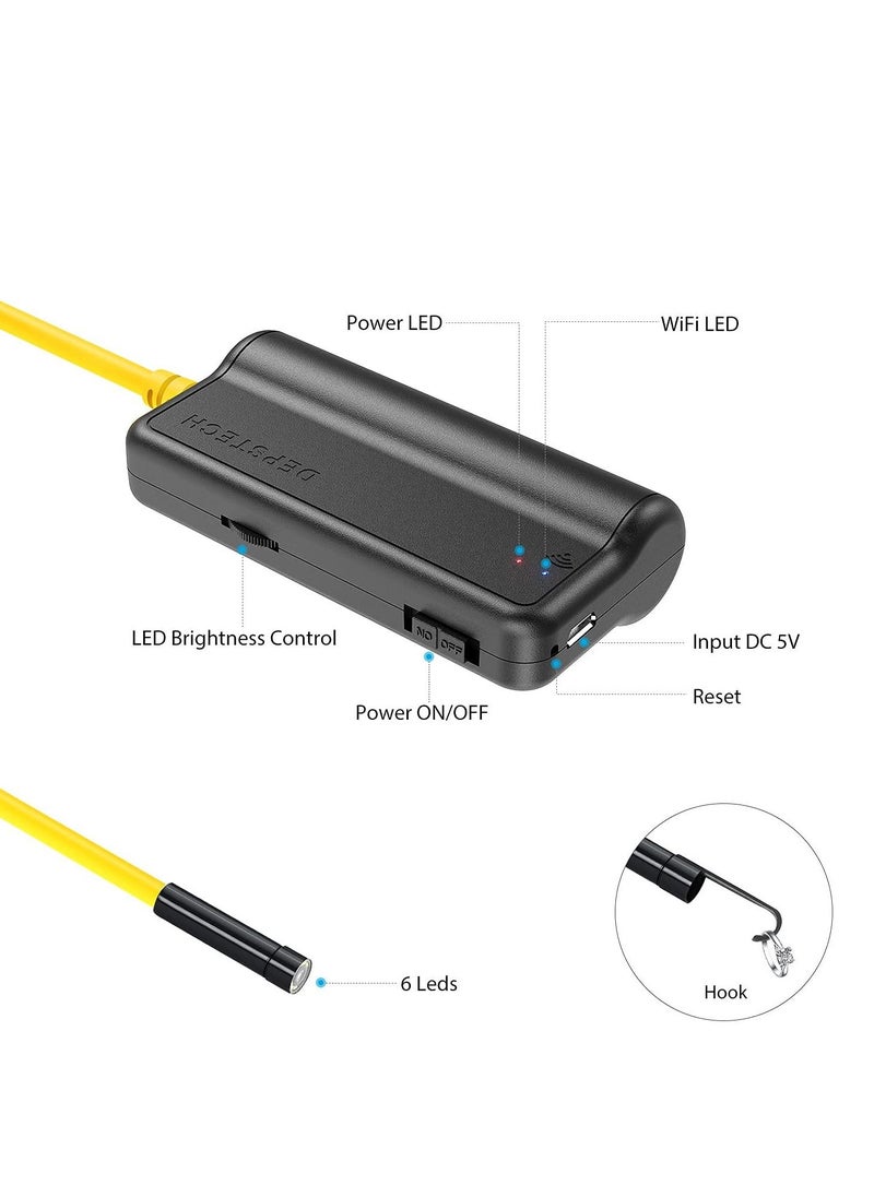 DEPSTECH - DEPSTECH Wi-Fi Endoscope 5.0MP HD Wireless Endoscope 5 Meters Snake Inspection Camera - Image 1