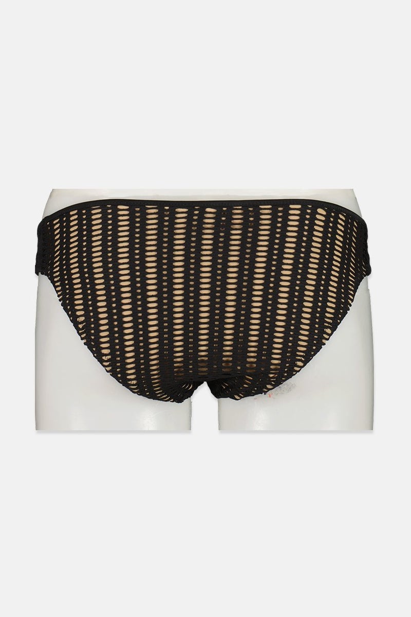 Bar III Women 1 Piece Textured Bikini Bottom, Black and Nude - Image 2