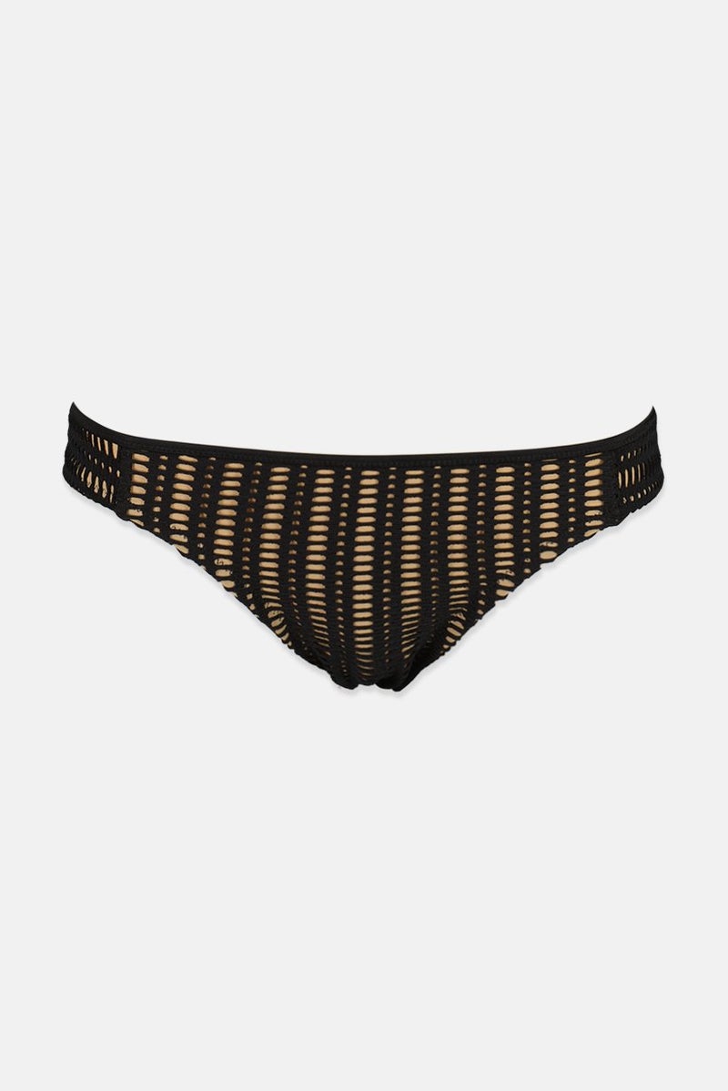 Bar III Women 1 Piece Textured Bikini Bottom, Black and Nude - Image 1