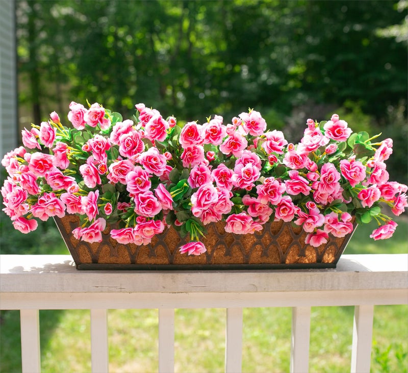 HyeFlora Artificial Faux Outdoor Flowers Plants for Spring Summer Decoration, Fake Silk Camellia UV Resistant Look Real for Planter Outside Front Door Porch Patio Balcony, 3 Large Bundles - Image 3
