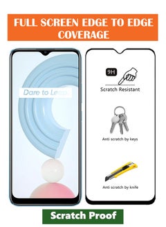 NAFCO For Realme C21 - Full Glue Tempered Glass Screen Protector - Advanced Border-Less Full Edge to Edge ,Shatterproof , High Responsiveness , Higher Transparency , Quick to Install ,Anti-scratch and Bubble-free Screen Protector - Black  - Image 2