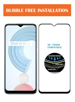 NAFCO For Realme C21 - Full Glue Tempered Glass Screen Protector - Advanced Border-Less Full Edge to Edge ,Shatterproof , High Responsiveness , Higher Transparency , Quick to Install ,Anti-scratch and Bubble-free Screen Protector - Black  - Image 4