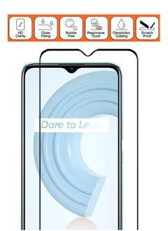 NAFCO For Realme C21 - Full Glue Tempered Glass Screen Protector - Advanced Border-Less Full Edge to Edge ,Shatterproof , High Responsiveness , Higher Transparency , Quick to Install ,Anti-scratch and Bubble-free Screen Protector - Black  - Image 3