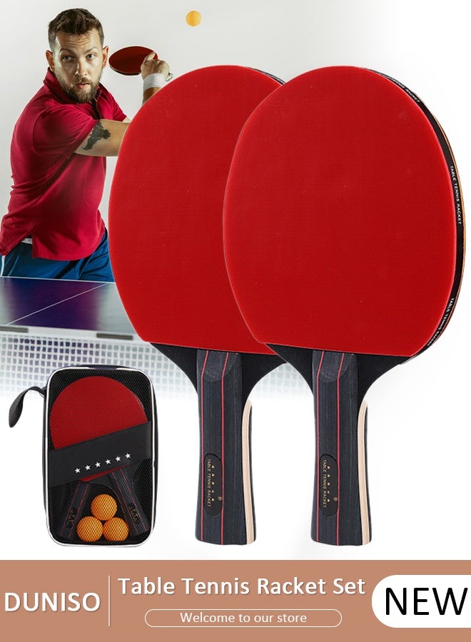 DUNISO Ping Pong Paddles High Performance Sets Including 2 Premium 4-Star Table Tennis 3 Rackets Ping Pong Balls and Compact Storage Case Ping Pong Paddle Set for Indoor & Outdoor Games - Image 1