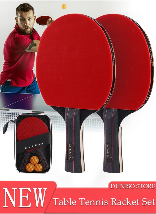 DUNISO Ping Pong Paddles High Performance Sets Including 2 Premium 4-Star Table Tennis 3 Rackets Ping Pong Balls and Compact Storage Case Ping Pong Paddle Set for Indoor & Outdoor Games  - Image 1