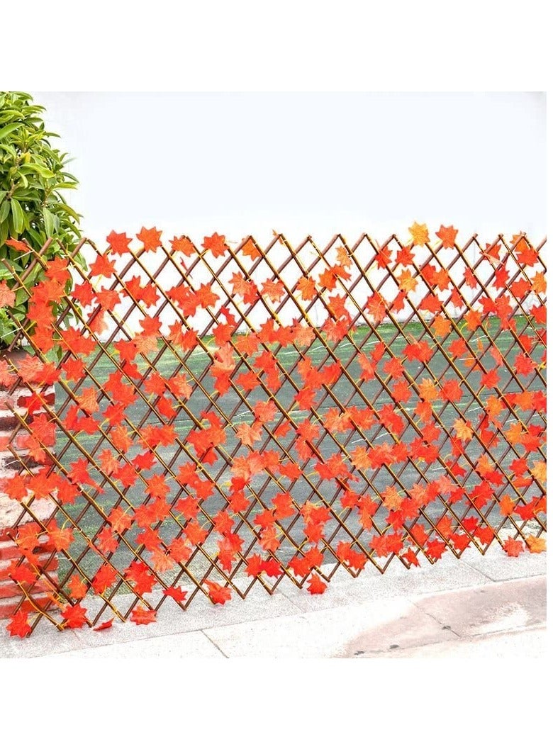Generic FFD Artificial Leaf Garden Fence | Telescopic Fence for Enhanced Privacy and Aesthetic Appeal Expendable Bamboo Wooden Fence With Maple Leaves  - Image 1