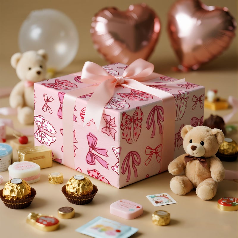 LeZakaa Pink Bow Wrapping Paper Roll for Girls Women, Cute Bows Design Gift Wrap Paper for Baby Shower, Birthday, Wedding, Holiday Party, Valentines, Anniversary, 17 inches x 32.8 Feet - Image 5
