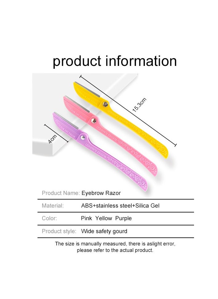 بيوينتي 3-Pack Eyebrow Razors  Dermaplaning Tools – Foldable Facial Hair Remover for Women  Men, Peach Fuzz  Face Razor, Sharp  Gentle  - Image 3