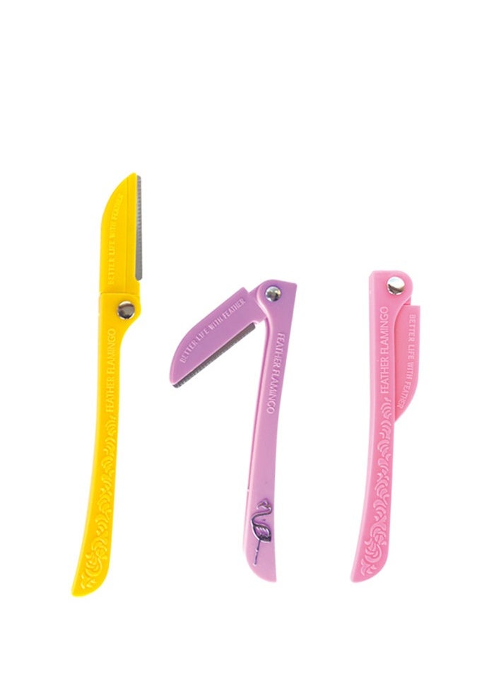 بيوينتي 3-Pack Eyebrow Razors  Dermaplaning Tools – Foldable Facial Hair Remover for Women  Men, Peach Fuzz  Face Razor, Sharp  Gentle  - Image 2
