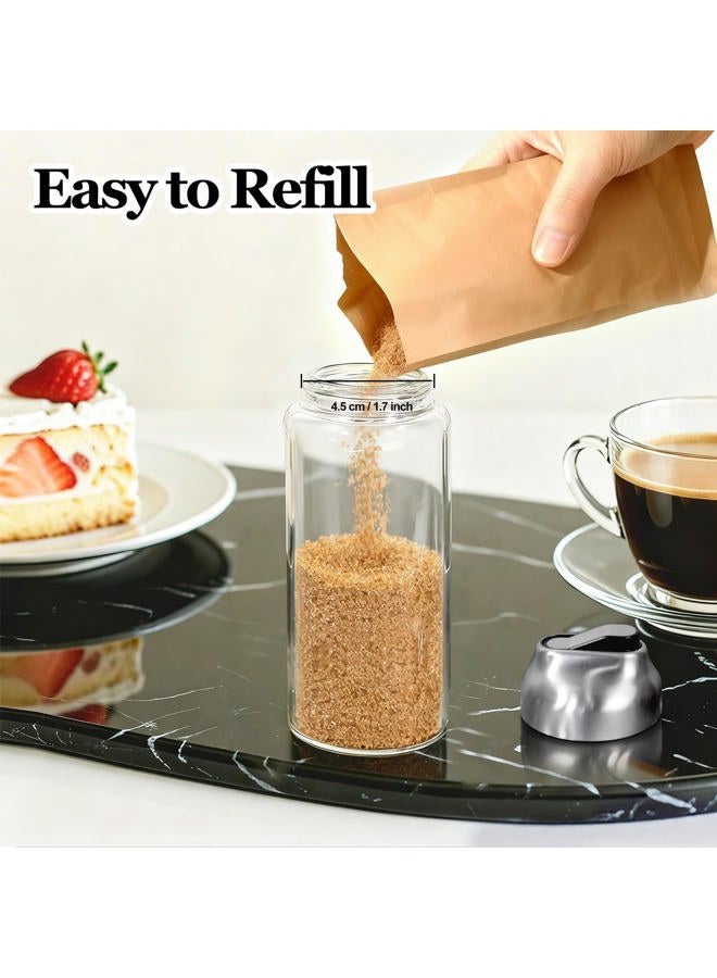 Neodaco Glass Sugar Dispenser Shaker Set for Coffee, Tea, Milk, 14 OZ, (2 Pack) - Image 4