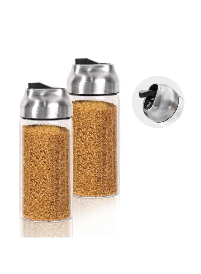 Neodaco Glass Sugar Dispenser Shaker Set for Coffee, Tea, Milk, 14 OZ, (2 Pack) - Image 1
