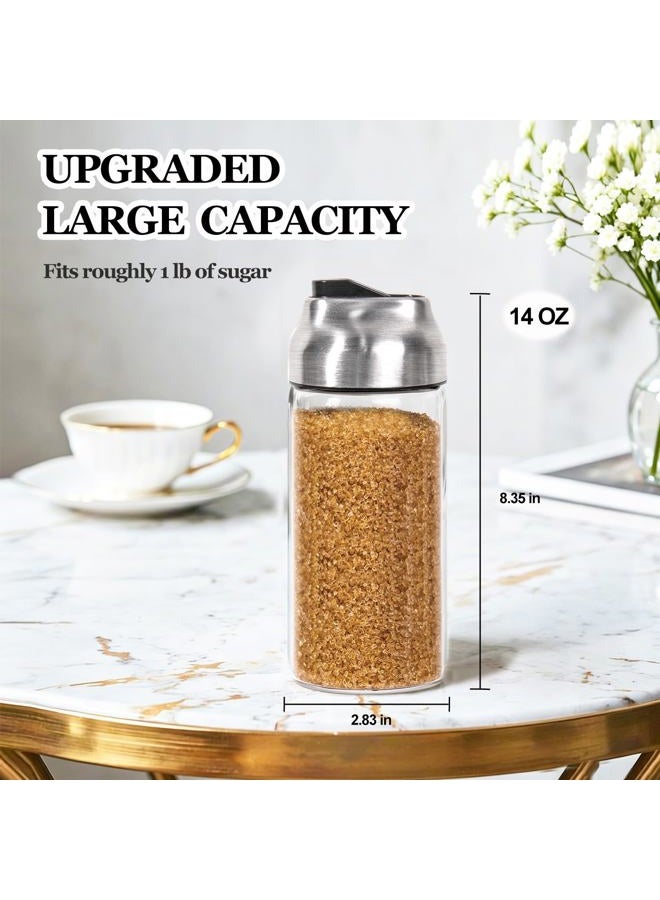 Neodaco Glass Sugar Dispenser Shaker Set for Coffee, Tea, Milk, 14 OZ, (2 Pack) - Image 2