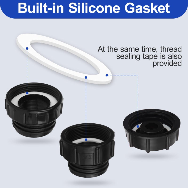 VYH 275-330 Gallon IBC Tote Hose Adapter,3-Size IBC Tote Adapter, 2.44" Fineã€2 "Fine, and 2" Coarse Thread,3/4" Male NPT Inlet Ã—3/4" Male GHT Brass Hose Faucet Garden Hose Connector - Image 4