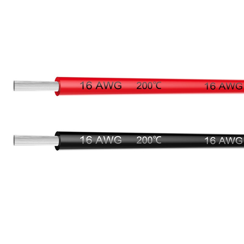 Electrical Wire 16 AWG 16 Gauge Silicone Wire Hook Up Wire Cable 20 Feet 10 ft Black and 10 ft Red Soft and Flexible 252 Strands 008mm of Tinned Copper Wire High Temperature Resistance