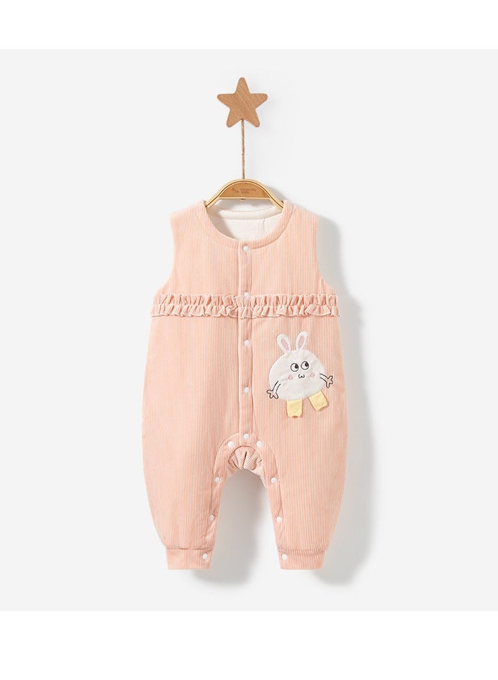 xozgdovg Baby pants New warm jacket button cotton pants overalls baby cotton clothes children's pink 