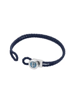 POLICE Infiniti Bracelet Black Double Tour Blue Leather with Antique Disc and Iconic P EmblemMen's Bold Statement Style  - Image 3