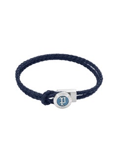 POLICE Infiniti Bracelet Black Double Tour Blue Leather with Antique Disc and Iconic P EmblemMen's Bold Statement Style  - Image 2