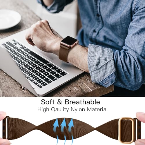Lerobo Compatible with Apple Watch Ultra 3 2 1 Band 49mm Series 11/10 46mm SE 3/2/1 44mm 45mm 42mm for Men Women,Stretchy Nylon Solo Loop Sport Strap for iWatch Bands Series 9 8 7 6 5 4 3 2 1, Brown - Image 4