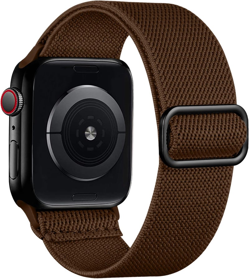 Lerobo Compatible with Apple Watch Ultra 3 2 1 Band 49mm Series 11/10 46mm SE 3/2/1 44mm 45mm 42mm for Men Women,Stretchy Nylon Solo Loop Sport Strap for iWatch Bands Series 9 8 7 6 5 4 3 2 1, Brown - Image 1