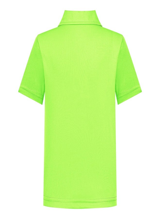 LETAOTAO Toddler to Youth Boys Performance Polo Shirts, Neon Short Sleeve School Uniform Shirts for Kids, Golf & Sports, 2T–16 Years (Lime Green, 4T) - Image 3