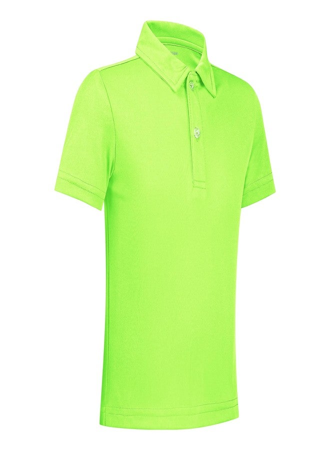 LETAOTAO Toddler to Youth Boys Performance Polo Shirts, Neon Short Sleeve School Uniform Shirts for Kids, Golf & Sports, 2T–16 Years (Lime Green, 4T) - Image 2