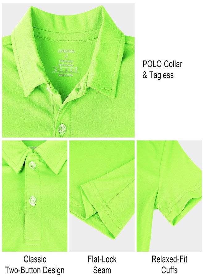 LETAOTAO Toddler to Youth Boys Performance Polo Shirts, Neon Short Sleeve School Uniform Shirts for Kids, Golf & Sports, 2T–16 Years (Lime Green, 4T) - Image 5