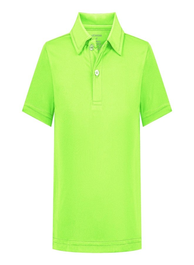 LETAOTAO Toddler to Youth Boys Performance Polo Shirts, Neon Short Sleeve School Uniform Shirts for Kids, Golf & Sports, 2T–16 Years (Lime Green, 4T) - Image 1