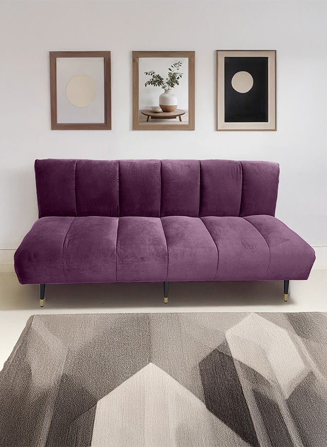 In-House Sana | Sofabed 2 In 1 Upholstered In Velvet - Dark Purple - Image 1